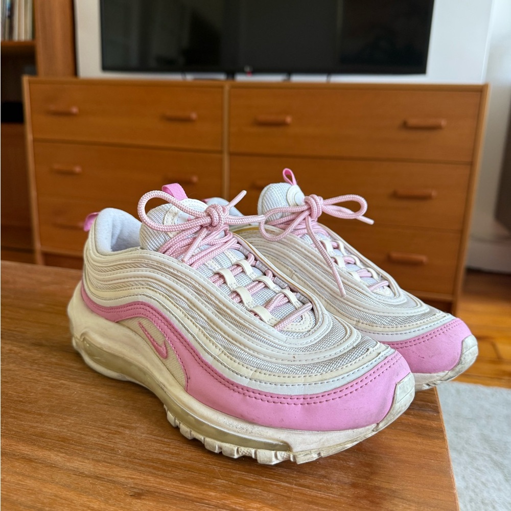 Nike Women’s Airmax 97 Sneakers in pink and white